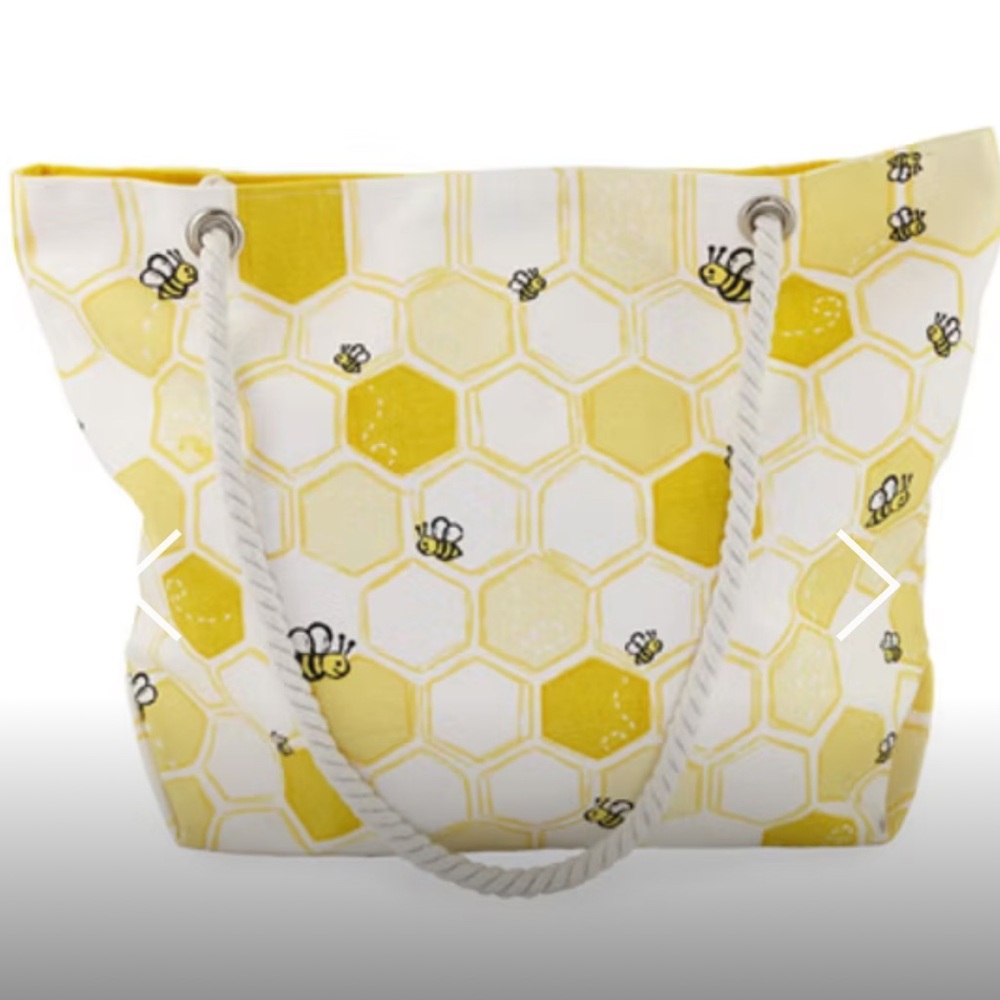 Honeycomb Bees Yellow and White Tote Bag